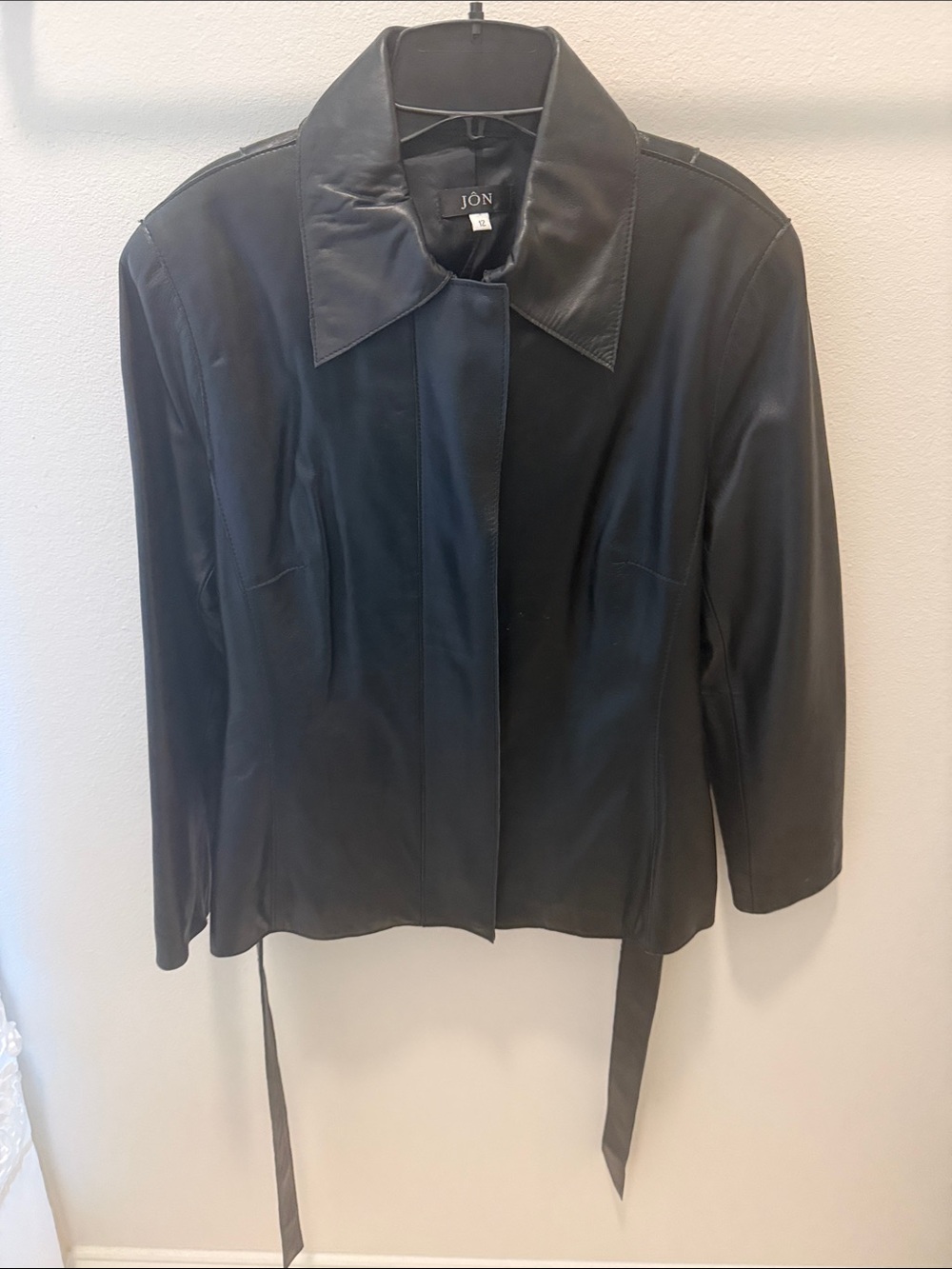 Jón Soft Dark Black Leather Zip Jacket for Women Size 12 (Runs Small)
